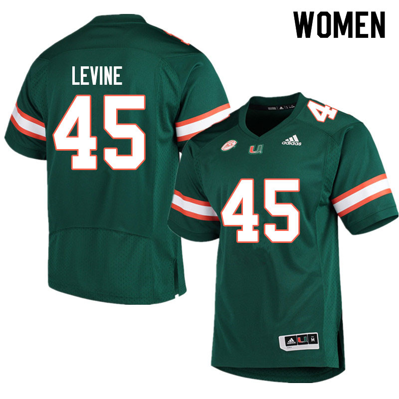 Adidas Miami Hurricanes Women #45 Bryan Levine College Football Jerseys Sale-Green
